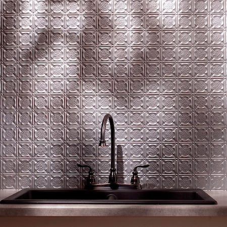 Fasade Fasade 18in x 24in Traditional 6 Argent Silver Backsplash Panel 5pk PB5609