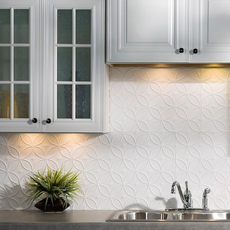 Fasade Fasade 18in x 24in Rings Matte White Backsplash Panel 5pk PB6101