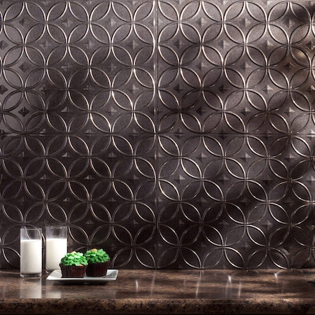 Fasade Fasade 18in x 24in Rings Smoked Pewter Backsplash Panel 5pk PB6127