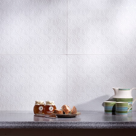 Fasade Fasade 18in x 24in Lotus Gloss White Backsplash Panel 5pk PB6300