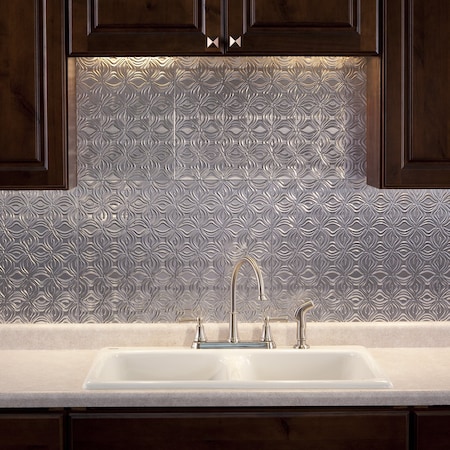 Fasade Fasade 18in x 24in Lotus Brushed Aluminum Backsplash Panel 5pk PB6308