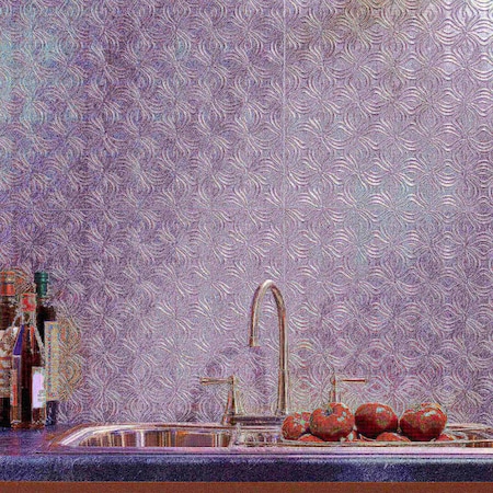 Fasade Fasade 18in x 24in Lotus Crosshatch Silver Backsplash Panel 5pk PB6321