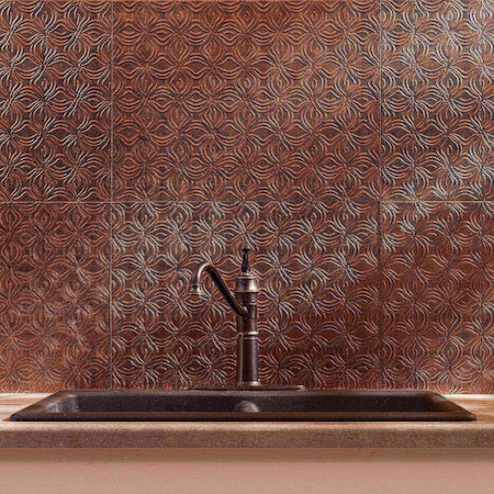 Fasade Fasade 18in x 24in Lotus Antique Bronze Backsplash Panel 5pk PB6331