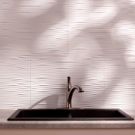 Fasade Fasade 18in x 24in Waves Gloss White Backsplash Panel 5pk PB6500