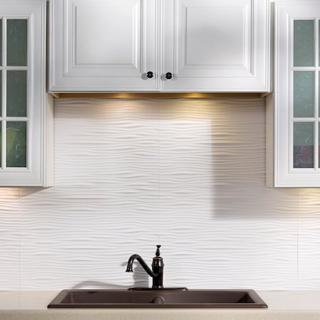 Fasade Fasade 18in x 24in Waves Matte White Backsplash Panel 5pk PB6501