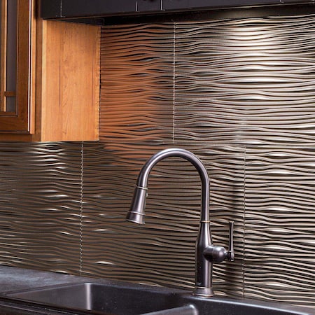 Fasade Fasade 18in x 24in Waves Brushed Nickel Backsplash Panel 5pk PB6529