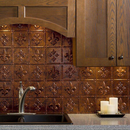 Fasade Fasade 18in x 24in Fleur-de-lis Moonstone Copper Backsplash Panel 5pk PB6618