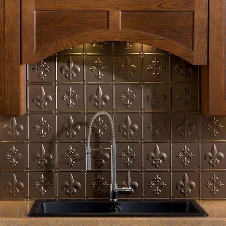 Fasade Fasade 18in x 24in Fleur-de-lis Argent Bronze Backsplash Panel 5pk PB6628