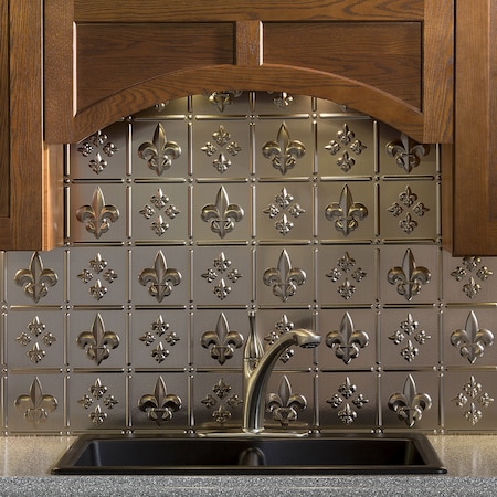 Fasade Fasade 18in x 24in Fleur-de-lis Brushed Nickel Backsplash Panel 5pk PB6629