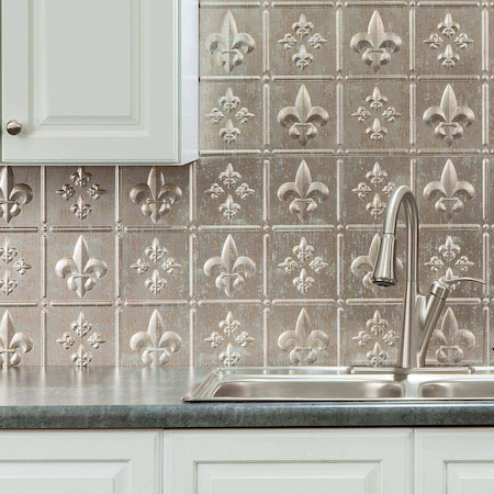 Fasade Fasade 18in x 24in Fleur-de-lis Vintage Metal Backsplash Panel 5pk PB6634