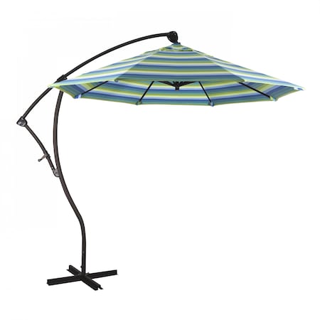 California Umbrella Patio Umbrella, Octagon, 95" H, Sunbrella Fabric, Seville Seaside 194061010150