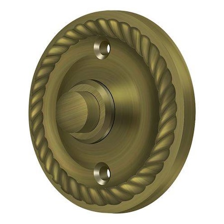 Deltana Bell Button, Round Rope Antique Brass BBRR213U5