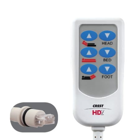 Crest Healthcare Bed Control, 10-Pin, 6 Button, 8 ft. Cord BCAJ601