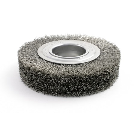 Brush Research BDH6S06, 6" Dia. Crimped Wire Wheel Brush, .006 SS, 2" Arbor Hole, 1.125" Trim, 1.375" Face Width BDH6S06