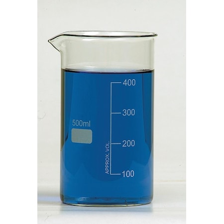 Zoro Select Beaker, Borosilicate Glass, Tall Form, 200 mL / 6.76 fl oz Capacity, A Type I, 12 PK BG1060-200