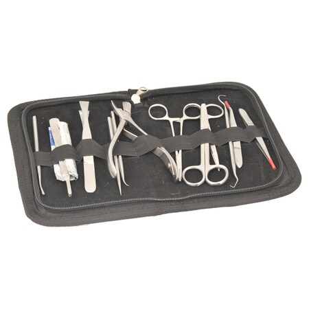 Eisco Labs Advanced Stainless Steel Dissecting Set with 12 Instruments in Leather Case