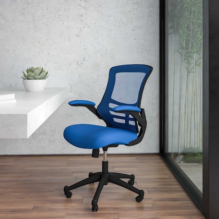 Flash Furniture Desk Chair Blue Mesh Mid-Back Desk Chair, Foam, Mesh, Metal, Plastic, Plywood, Blue Mesh BL-X-5M-BLUE-GG