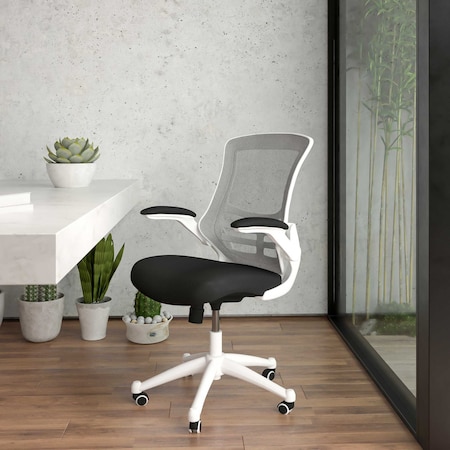 Flash Furniture Desk Chair, Mesh, Black Mesh/White Frame BL-X-5M-WH-BK-GG