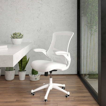 Flash Furniture Desk Chair White Mesh Mid-Back Desk Chair, Mesh, White Mesh/White Frame BL-X-5M-WH-WH-GG