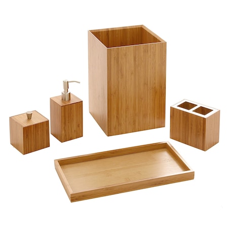 Seville Classics Bath Vanity Organizer Set, Bamboo Wood BMB17136