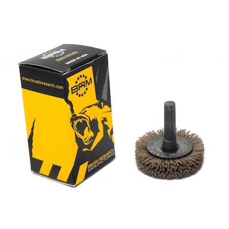 Brush Research BMC16AY180AO 1.75" Mandrel Mounted Wheel, 180 Grit Aluminum Oxide, .250" Shank Dia., .375" Trim BMC16AY180AO