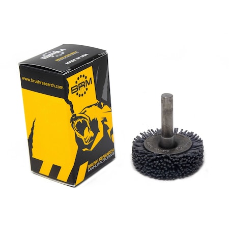 Brush Research BMC16AY180SC 1.75" Mandrel Mounted Wheel, 180 Grit Silicon Carbide, .250" Shank Dia., .375" Trim BMC16AY180SC