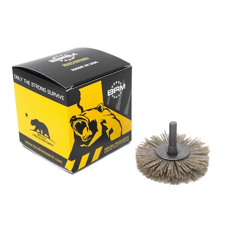 Brush Research BMC30AY120AO 3" Mandrel Mounted Wheel, 120 Grit Aluminum Oxide, .250" Shank Dia., .812" Trim BMC30AY120AO