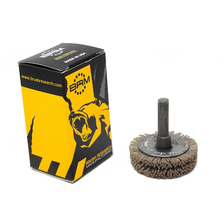 Brush Research BMF14AY180AO 1.5" Mandrel Mounted Wheel, 180 Grit Aluminum Oxide, .250" Shank Dia., .250" Trim BMF14AY180AO
