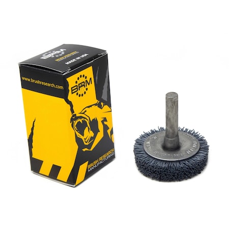 Brush Research BMF14AY500SC 1.5" Mandrel Mounted Wheel, 500 Grit Silicon Carbide, .250" Shank Dia., .250" Trim BMF14AY500SC