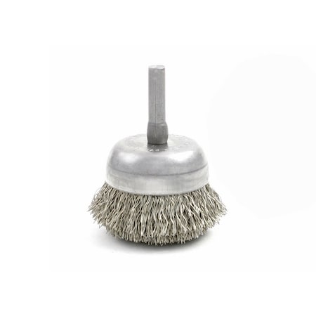 Brush Research BNH16D12 Small Diameter Cup Brush. 1.750" Dia., .012CS, .750" Trim Length, .250" Shank Diameter BNH16D12