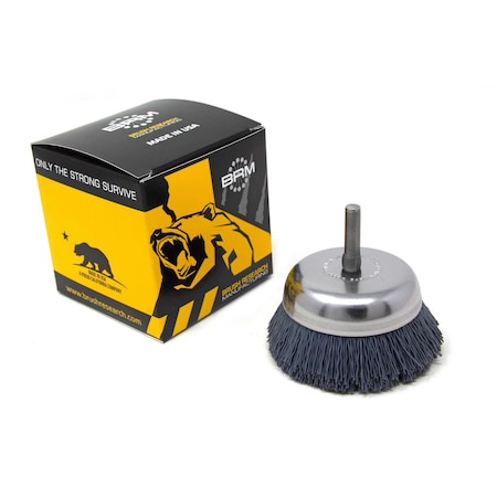 Brush Research BNH26AY320SC 2.750" Small Dia. Cup Brush, 320 Grit Silicon Carbide, .250" Shank Dia., .750" Trim BNH26AY320SC