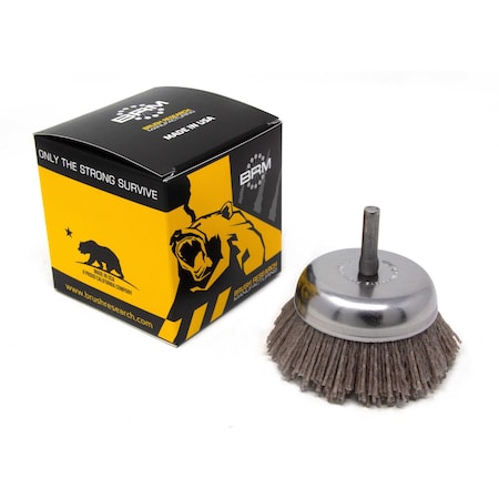 Brush Research BNH26AY80AO 2.750" Small Dia. Cup Brush, 80 Grit Aluminum Oxide, .250" Shank Dia., .750" Trim BNH26AY80AO