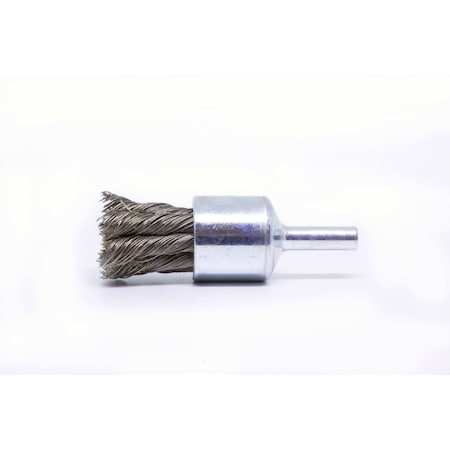 Brush Research BNH6S14 Knotted End Brush. .750" Dia., .014SS, .875" Trim Length, .250" Shank Diameter BNH6S14