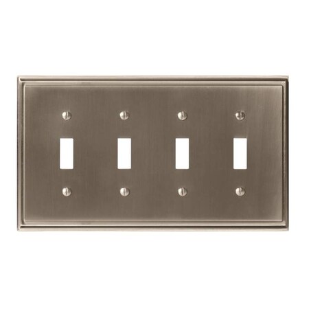 Amerock 4-Toggle Wall Plates, Number of Gangs: 4 Zinc, Satin Nickel Finish BP36517G10