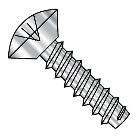 Zoro Select Sheet Metal Screw, #10-16 x 1/2 in, Plain 18-8 Stainless Steel Oval Head Phillips Drive, 4000 PK 1008BPOU188