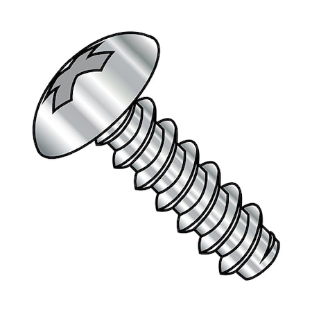 Zoro Select Self-Drilling Screw, #6-20 x 3/8 in, Plain 18-8 Stainless Steel Truss Head Phillips Drive, 5000 PK 0606BPT188