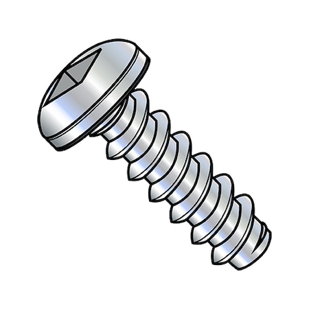 Zoro Select Sheet Metal Screw, #4-24 x 1/4 in, Zinc Plated Steel Pan Head Square Drive, 10000 PK 0404BQP