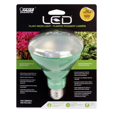 Feit Electric Light Bulb, LED, Grow Light, 9W, B, PK12 BR30/GROW/LEDG2/12