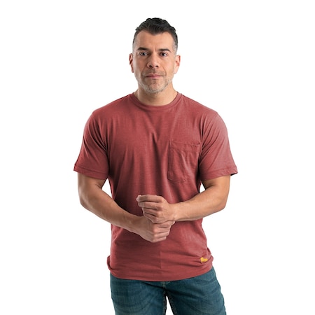 Berne Performance Short Sleeve Pocket Tee, 2XL, 60% Cotton / 40% polyester Jersey, Deep Red, 2XLT BSM38