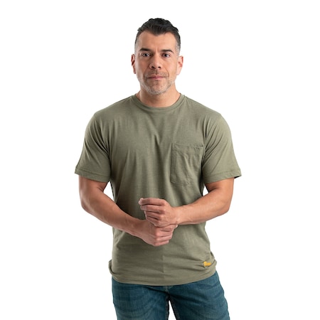 Berne Performance Short Sleeve Pocket Tee, XL, 60% Cotton / 40% polyester Jersey, Lichen, XLT BSM38
