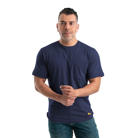 Berne Performance Short Sleeve Pocket Tee, L, 60% Cotton / 40% polyester Jersey, NAVY, L BSM38