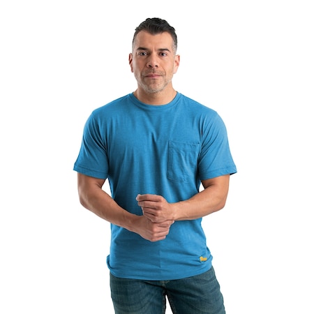 Berne Performance Short Sleeve Pocket Tee, M, 60% Cotton / 40% polyester Jersey, Riptide, M BSM38
