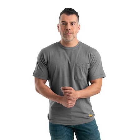 Berne Performance Short Sleeve Pocket Tee, M, 60% Cotton / 40% polyester Jersey, Slate, M BSM38