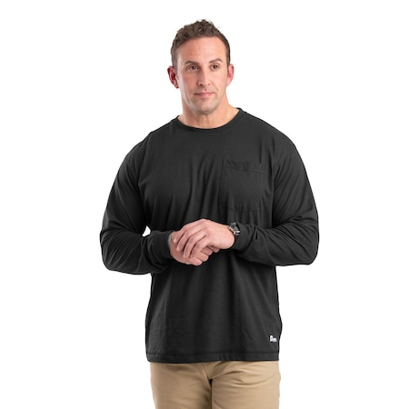Berne Performance Long Sleeve Pocket Tee, 3XL, Black, 3XL BSM39