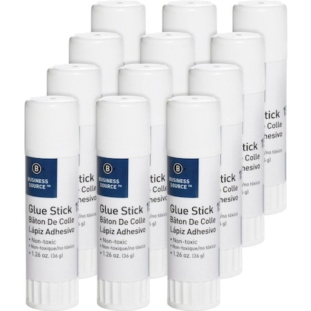 Business Source Stick, Glue, 1.26 oz., Clear, PK12 15788PK