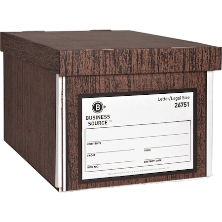Business Source Storage Box, Wood Grain, Cardboard 26751