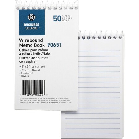 Business Source Memo Books, 50 Sheets, 5" x 3", PK12 90651