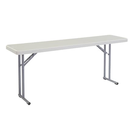 National Public Seating Rectangle Seminar Table, 18" W, 72" L, 29-1/2" H, Blow-molded plastic Top, Speckled Gray BT1872