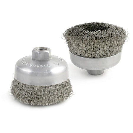 Brush Research BUC514 Wire Cup Brush 5" Diameter, 1" Trim Length, 5/8-11 Arbor Hole, .014 Hi-Temp Carbon Steel BUC514