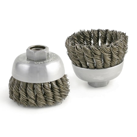 Brush Research BUSC320 Wire Cup Brush 2" Diameter, 1" Trim Length, 5/8-11 Arbor Hole, .020 Hi-Temp Carbon Steel BUSC320
